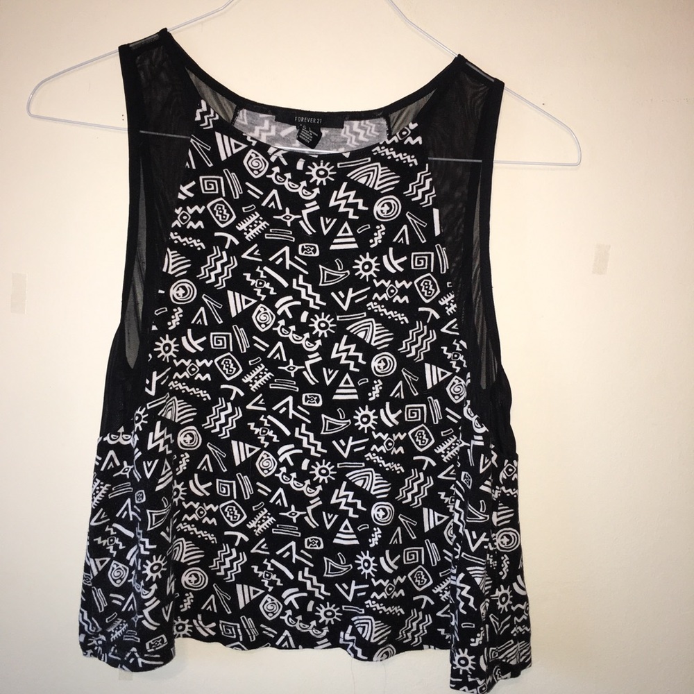 Patterned tank top with mesh sides